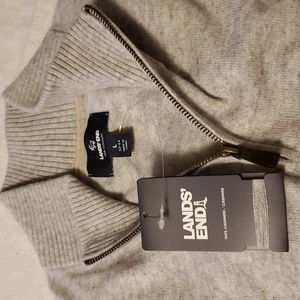 NIP Land's End GORGEOUS 100% Cashmere 1/4 zip Sweater. L.
